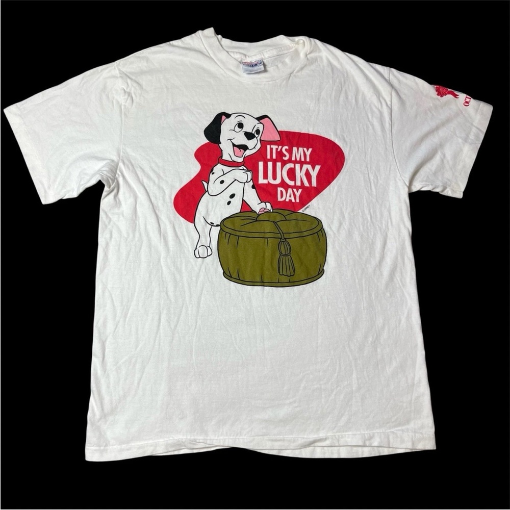 Vintage 1995 White Disney 101 Dalmatians Lucky Day Open House Shirt